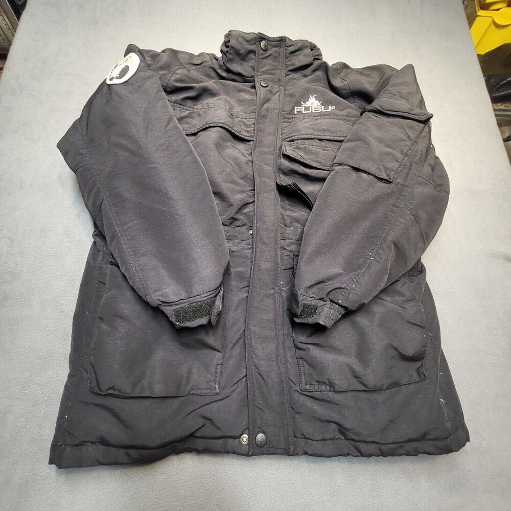 FUBU The Collection Down Coat Mens L Black Parka Jacket Y2K Hip Hop 90s